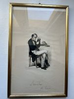 Très jolie gravure ancienne intitulée « l’amateur de livres 